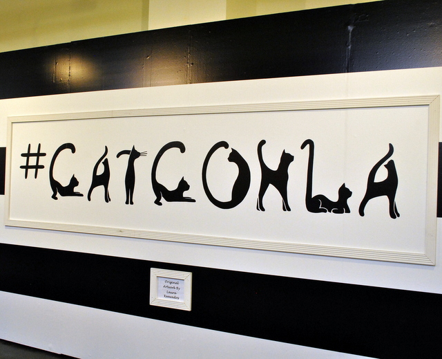 CatConLA hand painted sign with cats as letters