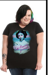 Model in Princess Leia Self-Rescuing Princess Shirt