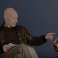 Patrick Stewart reads 1-star reviews as he sits by an Ikea Globe
